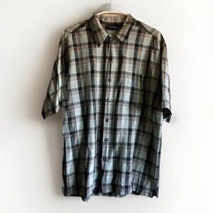 Vintage Anchor Blue Plaid Button Up Short Sleeve Large Y2K Skater Baggy 90s